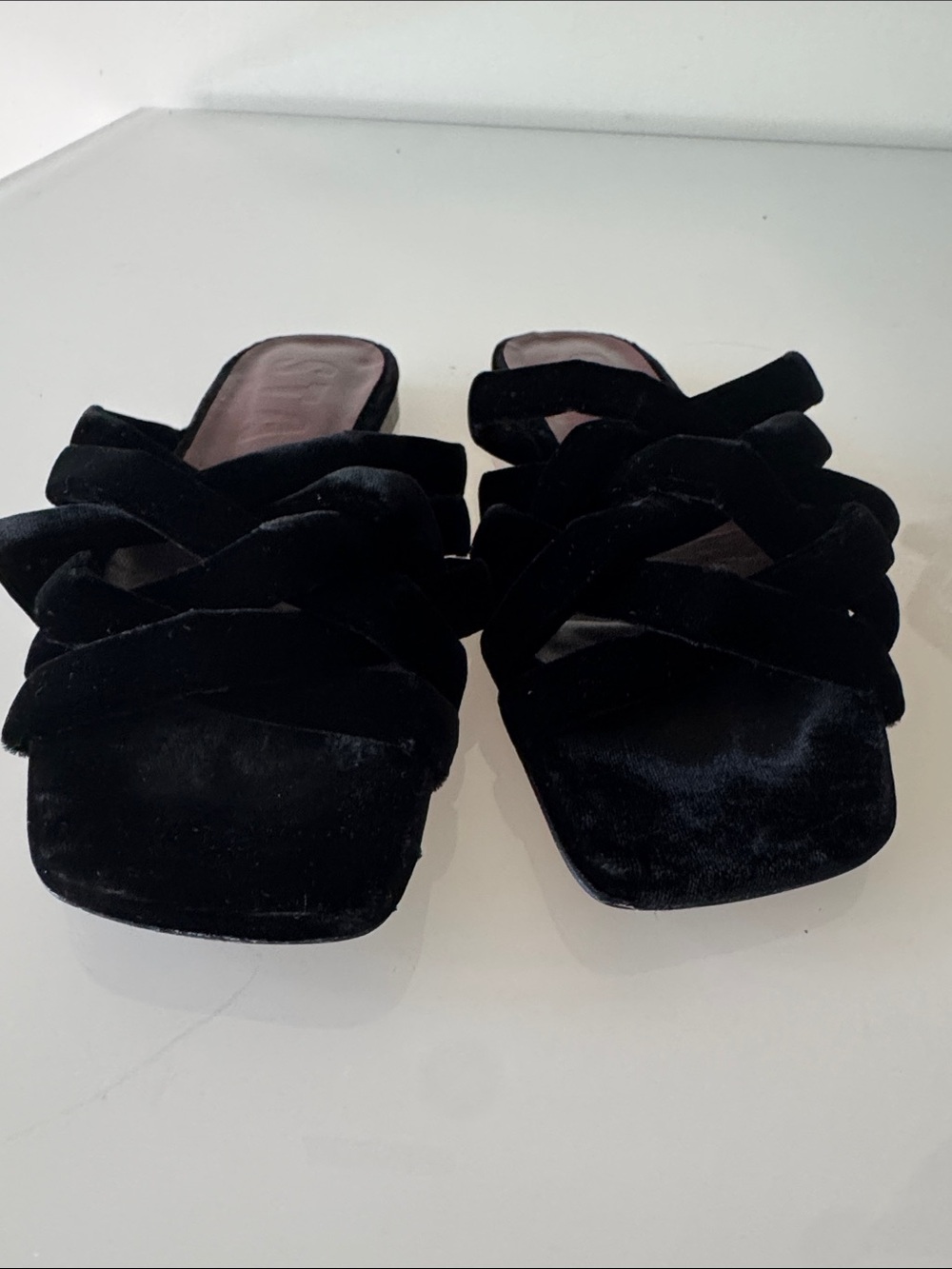 STAUD Deepwater Flat Slide Sandals Black Velvet Size 7 (EU 37) - Picture 2 of 8